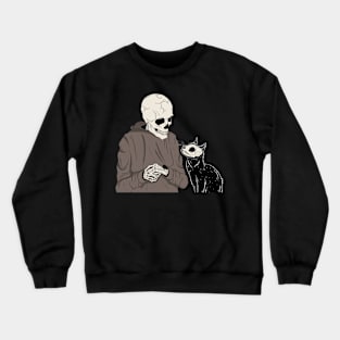 Skeleton and Cat Crewneck Sweatshirt